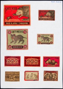 Collectie NMvWereldculturen, TM-6477-25, Etiketten van luciferdoosjes, 1900-1949