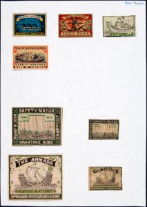 Collectie NMvWereldculturen, TM-6477-171, Etiketten van luciferdoosjes, 1900-1949