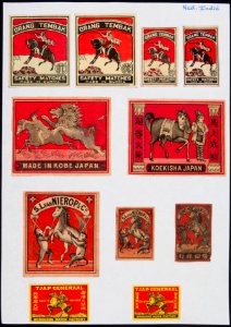 Collectie NMvWereldculturen, TM-6477-32, Etiketten van luciferdoosjes, 1900-1949