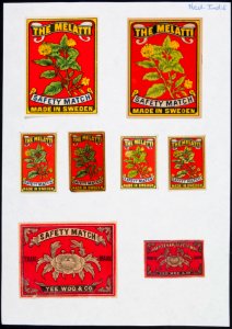 Collectie NMvWereldculturen, TM-6477-4, Etiketten van luciferdoosjes, 1900-1949