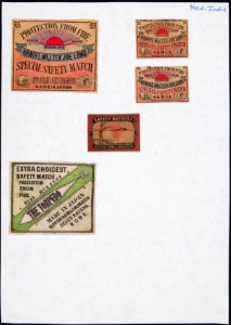 Collectie NMvWereldculturen, TM-6477-182, Etiketten van luciferdoosjes, 1900-1949