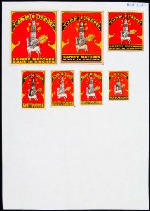 Collectie NMvWereldculturen, TM-6477-19, Etiketten van luciferdoosjes, 1900-1949