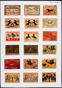 Collectie NMvWereldculturen, TM-6477-33, Etiketten van luciferdoosjes, 1900-1949