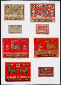 Collectie NMvWereldculturen, TM-6477-40, Etiketten van luciferdoosjes, 1900-1949