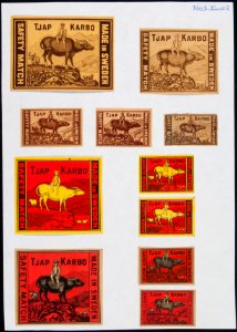 Collectie NMvWereldculturen, TM-6477-35, Etiketten van luciferdoosjes, 1900-1949
