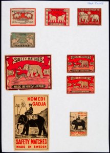 Collectie NMvWereldculturen, TM-6477-55, Etiketten van luciferdoosjes, 1900-1949