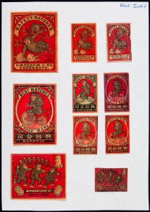 Collectie NMvWereldculturen, TM-6477-46, Etiketten van luciferdoosjes, 1900-1949