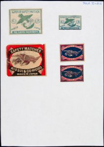 Collectie NMvWereldculturen, TM-6477-87, Etiketten van luciferdoosjes, 1900-1949