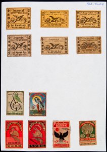 Collectie NMvWereldculturen, TM-6477-90, Etiketten van luciferdoosjes, 1900-1949