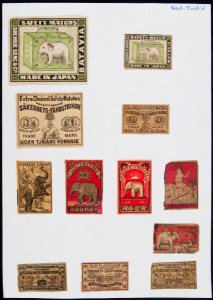 Collectie NMvWereldculturen, TM-6477-60, Etiketten van luciferdoosjes, 1900-1949