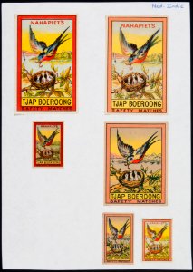 Collectie NMvWereldculturen, TM-6477-77, Etiketten van luciferdoosjes, 1900-1949