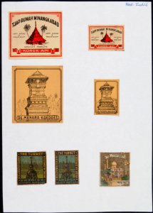Collectie NMvWereldculturen, TM-6477-98, Etiketten van luciferdoosjes, 1900-1949