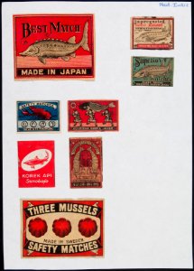 Collectie NMvWereldculturen, TM-6477-95, Etiketten van luciferdoosjes, 1900-1949
