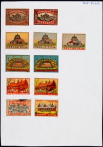 Collectie NMvWereldculturen, TM-6477-99, Etiketten van luciferdoosjes, 1900-1949