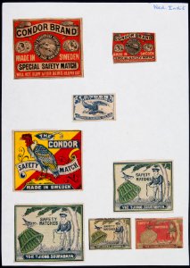 Collectie NMvWereldculturen, TM-6477-86, Etiketten van luciferdoosjes, 1900-1949