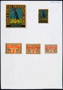 Collectie NMvWereldculturen, TM-6477-97, Etiketten van luciferdoosjes, 1900-1949