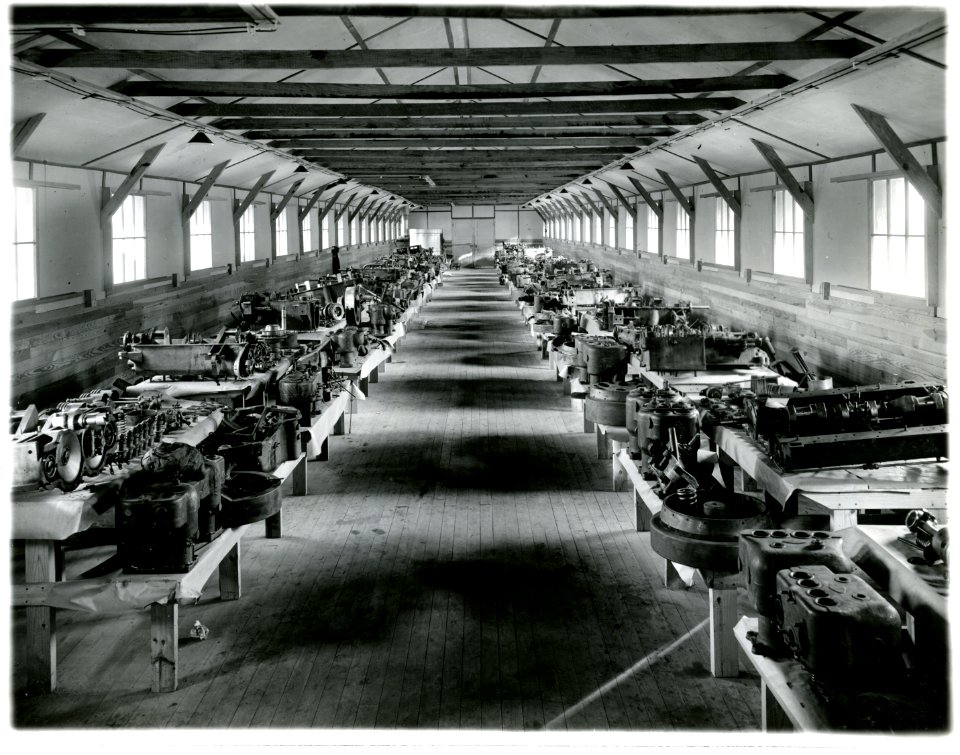 Collection of approximately fifty engines from German motor transports captured during World War I