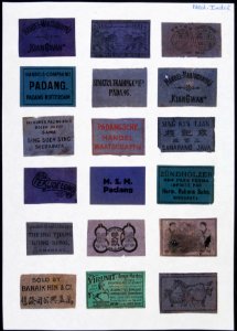 Collectie NMvWereldculturen, TM-6477-109, Etiketten van luciferdoosjes, 1900-1949