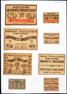 Collectie NMvWereldculturen, TM-6477-112, Etiketten van luciferdoosjes, 1900-1949