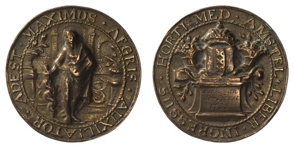 Collegium Medicum toegangspenning Hortus Medicus t.n.v. Dirk van der Horst, 1738, objectnr PA 2794
