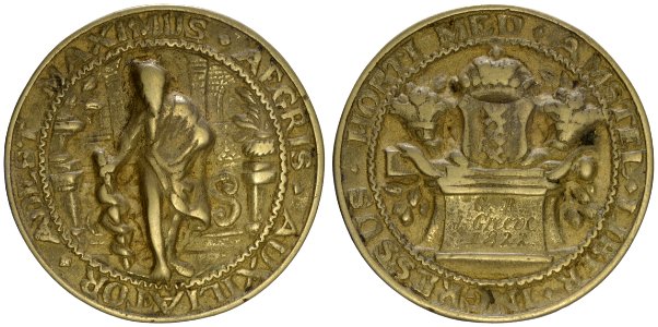 Collegium Medicum toegangspenning Hortus Medicus t.n.v. G.R. de Greeve, 1822, objectnr PA 1111