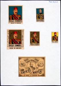Collectie NMvWereldculturen, TM-6477-141, Etiketten van luciferdoosjes, 1900-1949