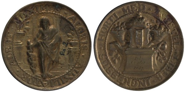 Collegium Medicum toegangspenning Hortus Medicus t.n.v. Dk Coster, 1814, objectnr PA 39