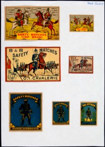 Collectie NMvWereldculturen, TM-6477-145, Etiketten van luciferdoosjes, 1900-1949