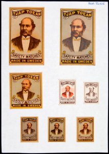 Collectie NMvWereldculturen, TM-6477-149, Etiketten van luciferdoosjes, 1900-1949