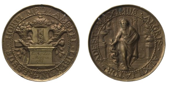Collegium Medicum toegangspenning Hortus Medicus t.n.v. Gerardus Mooijen, 1784 (aanstelling als apothekers-knecht), objectnr PB 96