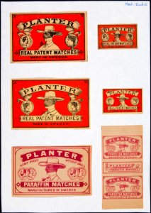 Collectie NMvWereldculturen, TM-6477-152, Etiketten van luciferdoosjes, 1900-1949