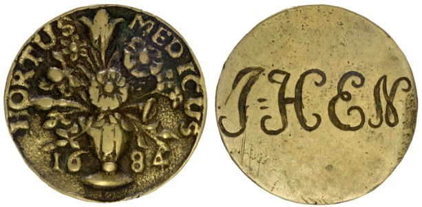 Collegium Medicum toegangspenning Hortus Medicus t.n.v. I. Hen, objectnr PA 1120