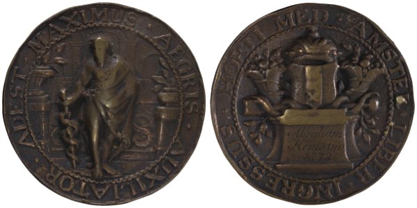 Collegium Medicum toegangspenning Hortus Medicus t.n.v. Abraham Hemsing, 1772 (aanstelling als apothekers-knecht), objectnr PA 40