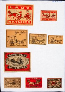 Collectie NMvWereldculturen, TM-6477-167, Etiketten van luciferdoosjes, 1900-1949