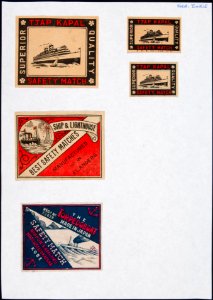 Collectie NMvWereldculturen, TM-6477-174, Etiketten van luciferdoosjes, 1900-1949