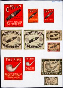 Collectie NMvWereldculturen, TM-6477-181, Etiketten van luciferdoosjes, 1900-1949
