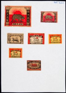 Collectie NMvWereldculturen, TM-6477-45, Etiketten van luciferdoosjes, 1900-1949