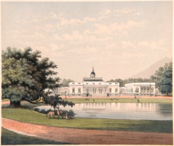 Collectie NMvWereldculturen, TM-H-3394, Litho- Het paleis van de Gouverneur-Generaal in Buitenzorg, Jhr. Josias Cornelis Rappard, 1889