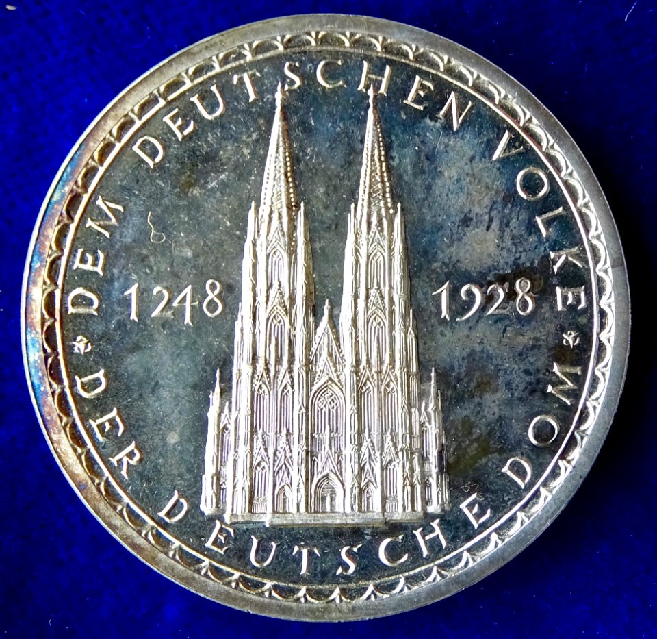 Cologne Cathedral Medal 680th Anniversary 1928 of Construction Start by Meister Gerhard in 1248, obverse