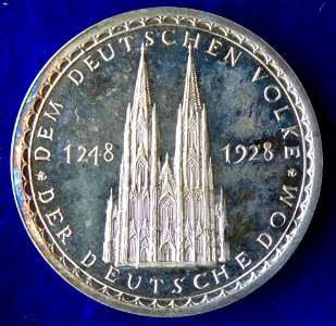 Cologne Cathedral Medal 680th Anniversary 1928 of Construction Start by Meister Gerhard in 1248, obverse
