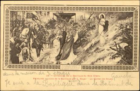Collection de la Basilique du Bois Chenu, Peintures murales de la Basilique par L. Royer, le Bûcher CP 5507 PR