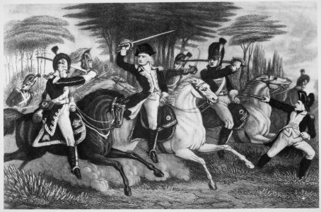 Colonel (William Augustine) Washington at the Battle of Cowpens. January 1781. Copy of print by S. H. Gimber., 1931 - 19 - NARA - 532886 photo