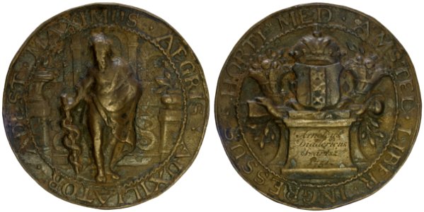 Collegium Medicum toegangspenning Hortus Medicus t.n.v. Arnoldus Diddericus Swartsz, 1751, objectnr PA 1102