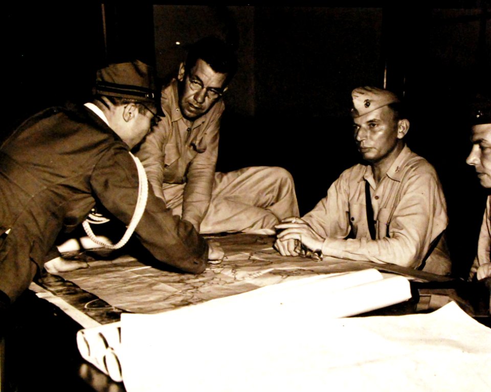 Colonel Wensinger receives Japanese surrender in Sasebo, Japan 1945