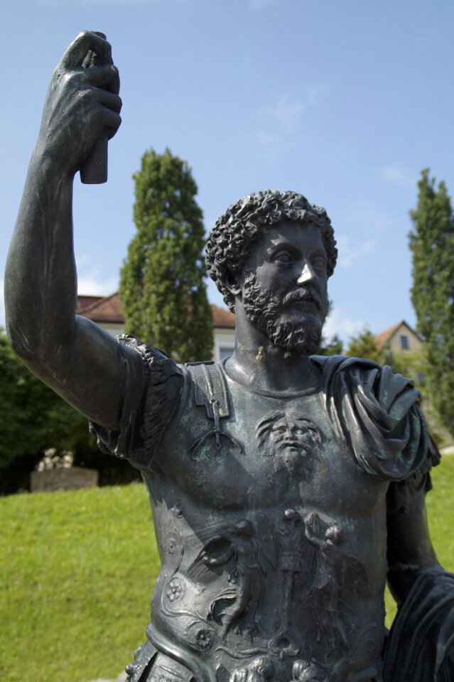 Flag carrier statue man