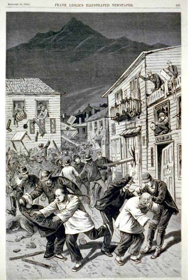 Colorado - the anti-Chinese riot in Denver, on October 31st (Chinese being beaten and property destroyed by large mob) LCCN2001696514