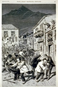 Colorado - the anti-Chinese riot in Denver, on October 31st (Chinese being beaten and property destroyed by large mob) LCCN2001696514