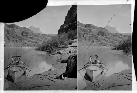 Colorado River. Grand Canyon, Major Powell's boat with chair facing the camera. Old no. 645. - NARA - 517892