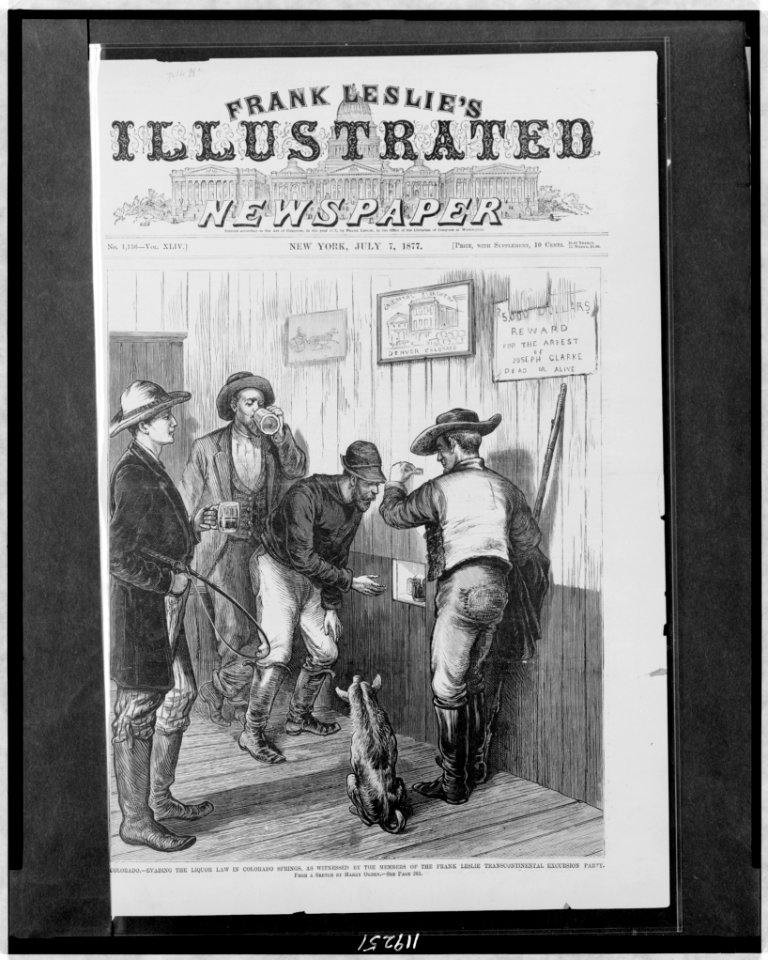 Colorado-Evading the liquor law in Colorado Springs, as witnessed by the members of the Frank Leslie transcontinental excursion party - from a sketch by Harry Ogden. LCCN97519109