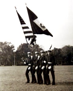 Colors and color guard, U.S. Naval Academy, Annapolis, Maryland, October 31, 1942 (38493562240)